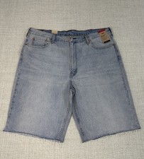 Levi's 469 Denim Jean Cut-Off Shorts Men's Size 42 Blue Loose Fit Raw Hem NWT