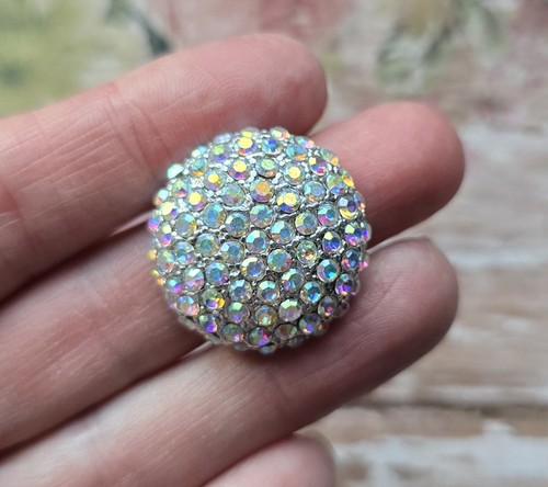 25mm Magnetic AB crystal studded brooch/lapel pin. Magnet clothing scarf pin - Picture 3 of 8