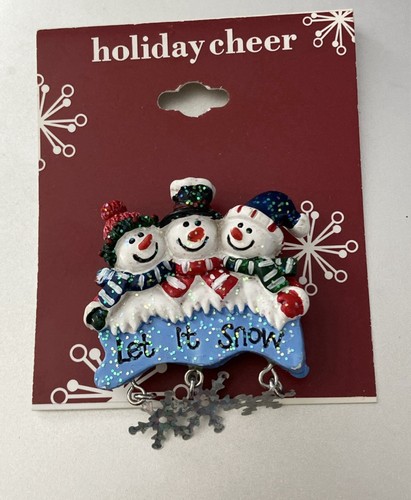 Holiday Cheer Schneemann Brosche/Anstecknadel, baumelnde Schneeflocken - Bild 5 von 5