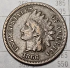 1866 Indian Head Cent Penny Us Copper Coin Vf Very Fine Better Date