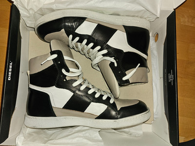 Diesel Black Gold Sneakers EU 44 Shoes Men's Made in Italy Black White