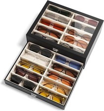 20/30 Slots Sunglass Organizer for Multiple Pairs of Eyeglass PVC Clear Top Draw