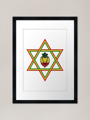 Rasta Löwe von Juda Davidstern F gerahmtes Wandbild Poster Leinwanddruck Bild