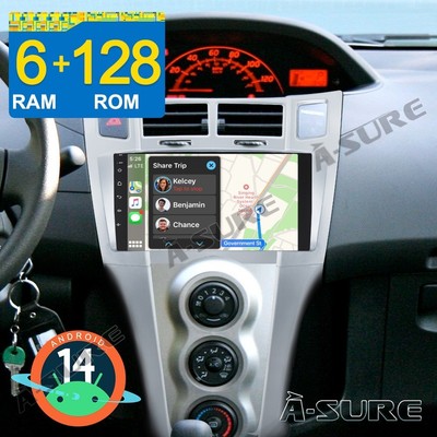 9'' Autoradio GPS Navi 6+128GB Android14 Carplay Für Toyota Yaris XP90 2005-2012