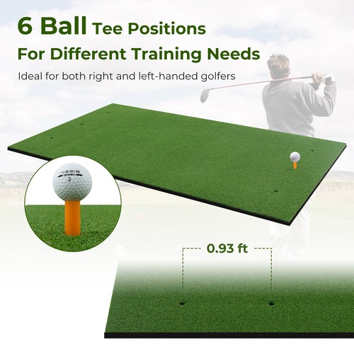 Golf Practice Hitting Mat Premium Turf w/2 Tees & Alignment Sticks 5 x 4 FT 25mm - Picture 5 of 8