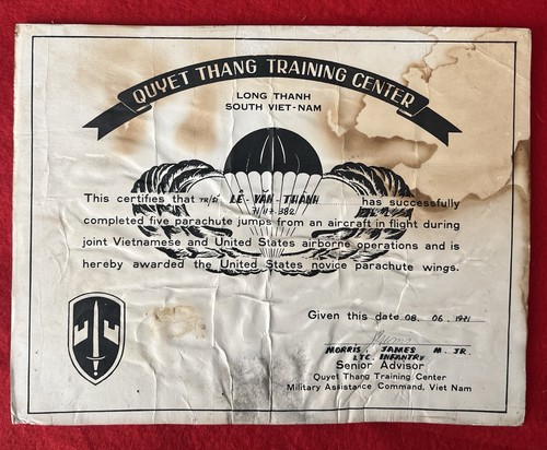 US Army Jump Wing Certification LONG THANH QUYET THANG Training CTR MACV LLDB