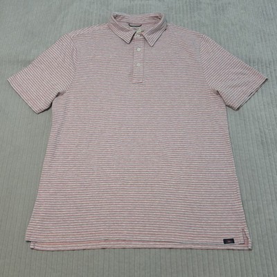 Faherty Movement Men's Large Horizon Line Stripe Short Sleeve Polo Pink Purple