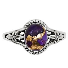 Copper Purple Turquoise - Arizona 925 Sterling Silver Ring s.8 Jewelry R-1300