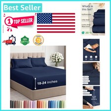 4 Piece Cooling Microfiber Queen Sheet Set - Fits Mattresses Up to 24 Inches