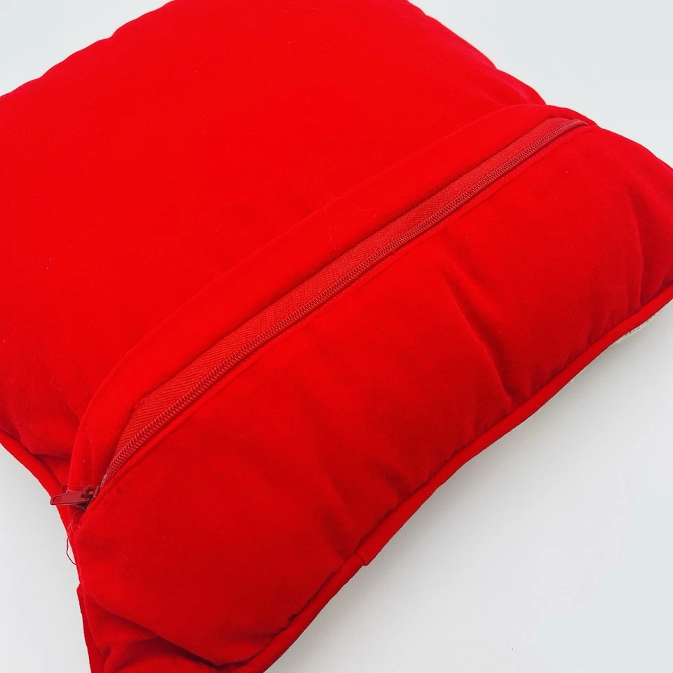 Vintage Handmade Christmas Wool Needlepoint Throw Pillow Velvet Tree 12"x12" - Image 4 of 4