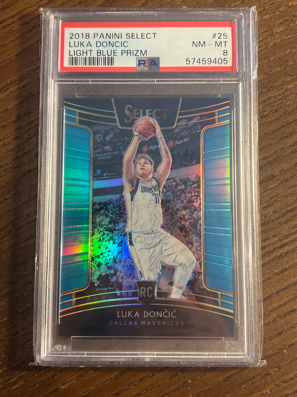 PSA 8 2018 Panini Select Luka Doncic Light Blue Prizm Concourse Rookie /299 #25