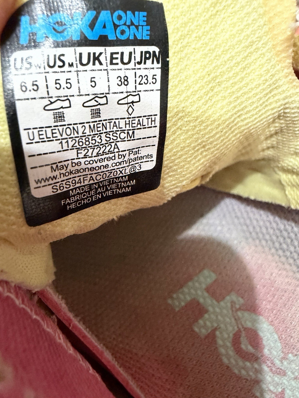 Hoka One One Elevon 2 Shoes Women’s 6.5 Orange Mental Health Running Sneakers thumbnail 9