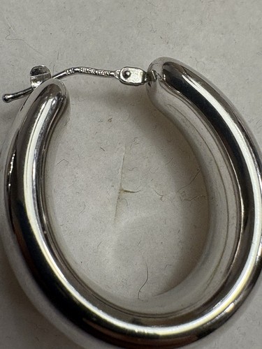 14K GOLD MILOR Italy Resin Core Designer Tapered Huggie Hoop Puffy Earrings - Picture 3 of 4