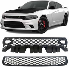Front Bumper Upper Lower Grille 2015-2023 Dodge Charger Srt Pack Black Grill