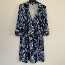 Talbots Jersey Dress-Spring Size Xl Blue White Paisley Tie Front Wrap