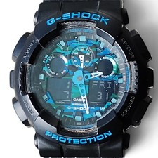 CASIO G-SHOCK GA-100CB Blue Camo Analog Digital Watch Time Mismatch From Japan