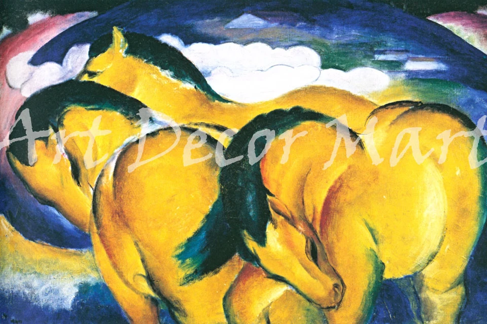 Los Pequeños Caballos Amarillos-Marc - - LIENZO O IMPRESIÓN DE ARTE DE PARED Foto 2 de 2