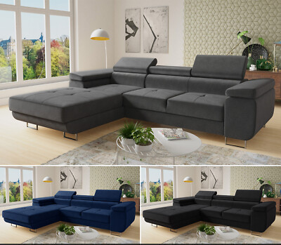 Ecksofa DIVO LUX Schlaffunktion, Couch, Eckcouch, Kopfteilverstellung, Federkern