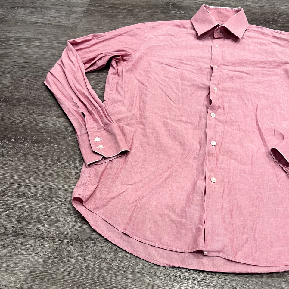 Hugo Boss Shirt Mens Medium Pink Long Sleeve Button Up Casual Classiccore - Image 4 of 4