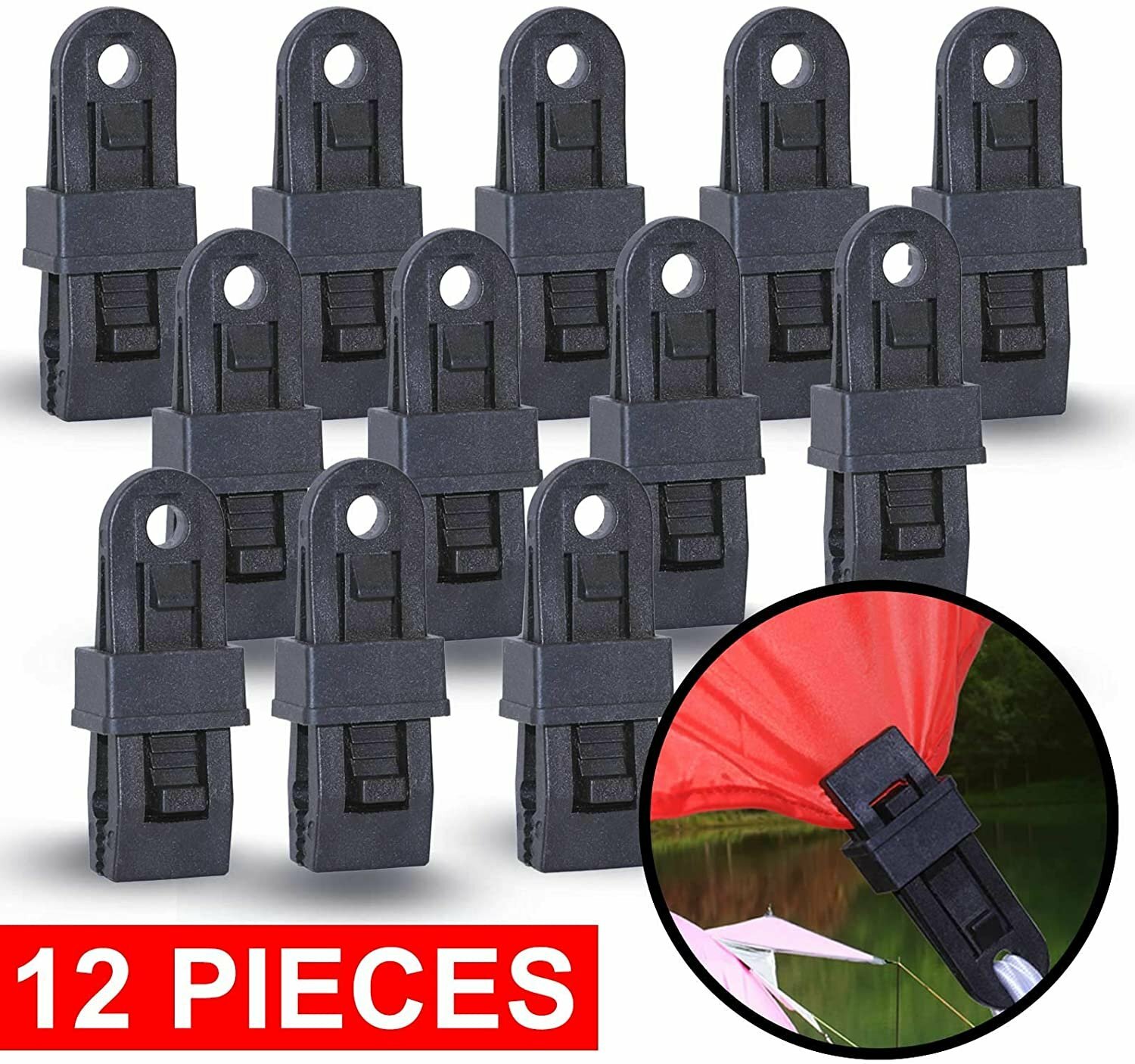 Wellmax Heavy Duty Tarp Clips 12 Pieces, Multi-Purpose Awning Clamps Set with...