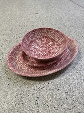 VTG Roma Inc. Italian Made red/White Handcrafted Spongeware set of 3