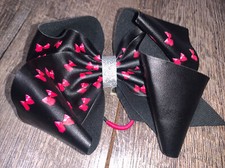 JoJo Siwa black pink faux leather hair bow ponytail holder dance
