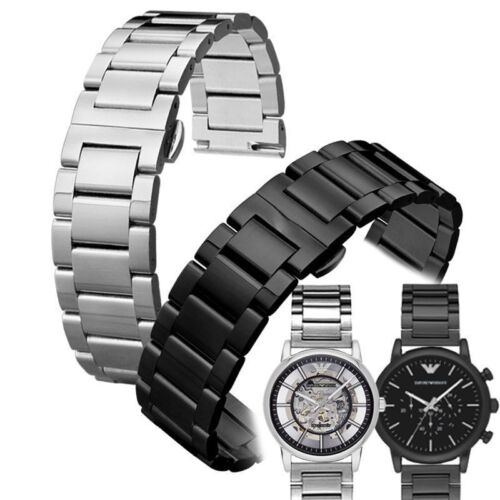 Bracelet de montre homme en acier inoxydable convient pour guerrier noir Armani AR60008 AR2447/1970 - Photo 1/26