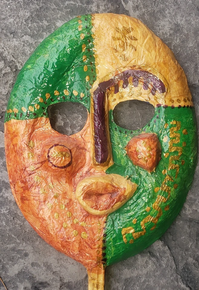 2 Lg PaperMache Paper Pulp Mask Japanese Kabuki Chinese Masquerade Beijing Opera - Image 3 of 4