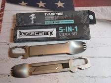 SET OF 2 BASECAMP 5 IN 1 Camping Cutlery Utility Set-10% TO WOUNDER WARRIORS