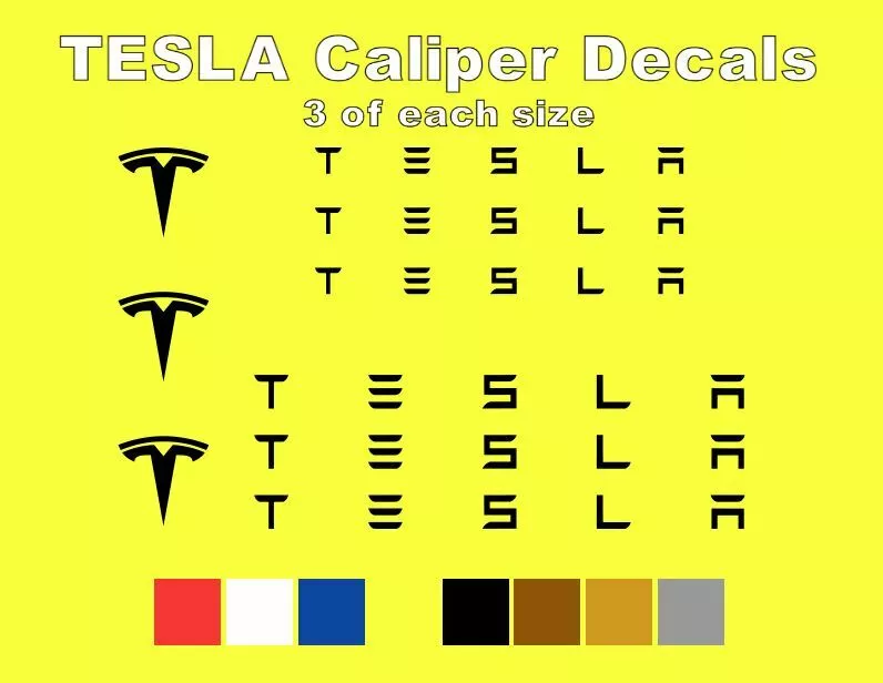 Tesla brake caliper decals deals