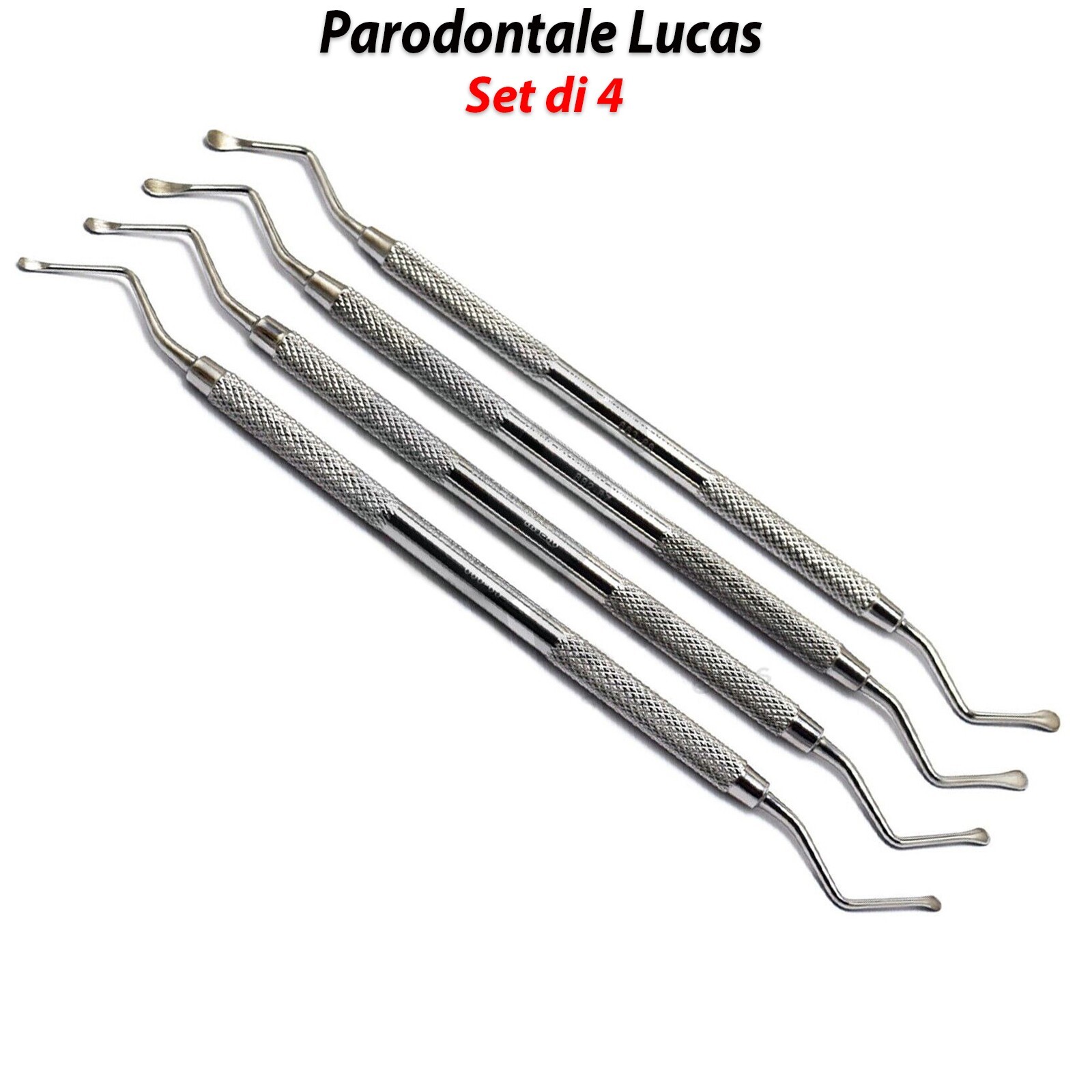 Cucchiaio Alveolare Lucas Estrazione del Dente Chirurgia Dentale Parodontale 4pz