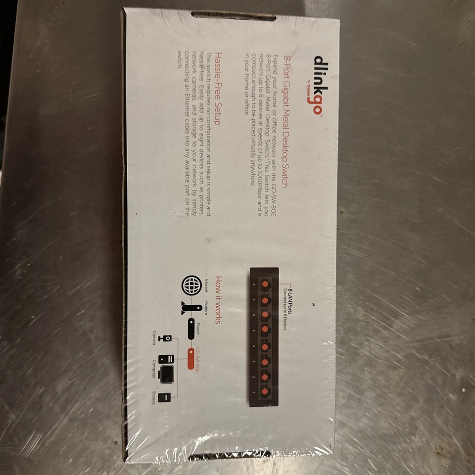 D-Link GO-SW-8GE 8-Port Gigabit Unmanaged Metal Desktop Switch - 8 Ports - - Image 2 of 2