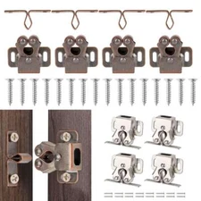 4/8/12 Set Double Roller Catch Cupboard Cabinet Door Closet Latch - Brown,Silver