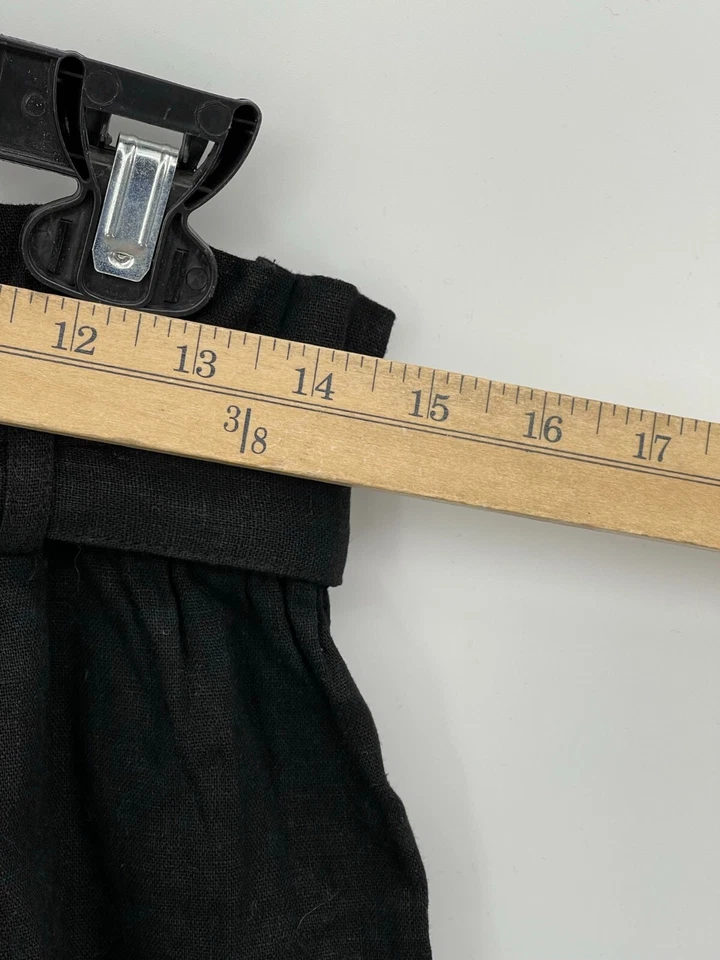 Pantalones Cortos Double Zero Para Mujer Grande Negro Bolsa de Papel Cintura Lino Informal Boho Foto 4 de 4