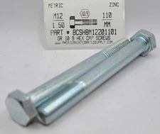 M12-1.50X110MM HEX HEAD CAP SCREWS GRADE 10.9 STEEL ZINC PLATED (2)