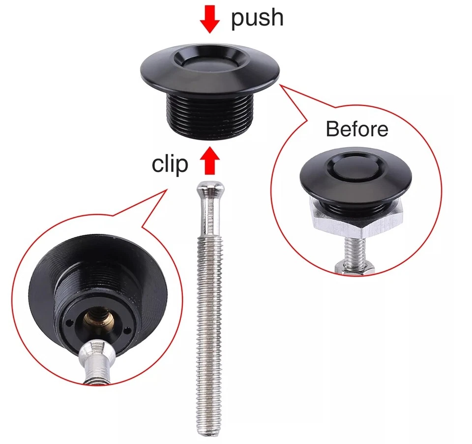 通用按钮快速释放汽车防撞罩锁针夹帽闩锁 — 第 4/4 张图片