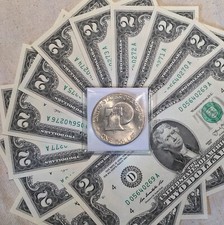 (1776-1976) Bicentennial Ike Dollar & $2 Note Set