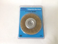 Robtec 5 in. x 1/2 in. Arbor Crimped Brass Coated Steel Wire Wheel Brush