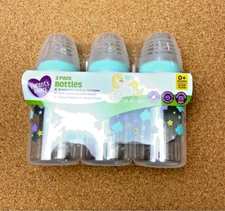 Parents Choice 3-Pack 5oz Bottles - Turquoise & Purple Cloud Patterns BPA Free