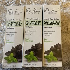 Dr Jones'Activated Charcoal Toothpaste Fluoride Free.Real Peppermint INFOWARS 