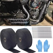2 Roll x 2" 50FT Black Exhaust Wrap Header Manifold Fiberglass Heat Wrap Tape