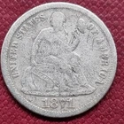 1871 Seated Liberty Dime 10c Better Grade #61271