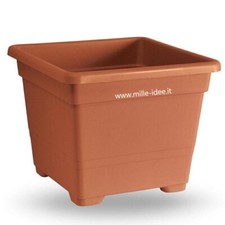 Vaso Quadrato Fioriera Quadrata Plastica Varie Misure Colore Terracotta