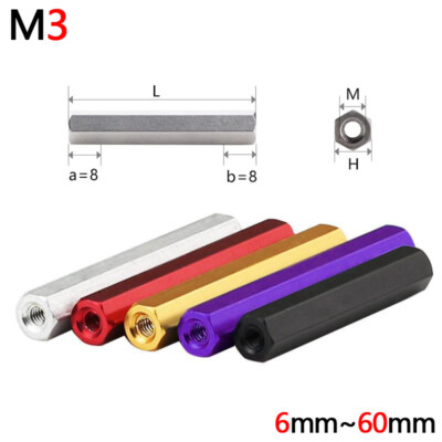 M3 Hex Aluminium Spalte Innengewinde Rund Standoff Abstandshalter Muttern Muffe