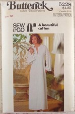 BUTTERICK 5228 Sewing Pattern VTG 70s UNCUT Misses Caftan Semi-fitted Size 12