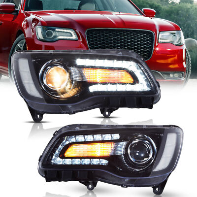 VLAND Projector Dual Beam LED Headlights For Chrysler 300 2011-2023 Head Lamps