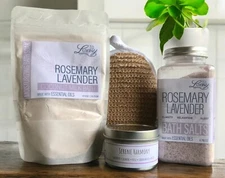 Rosemary Lavender Spa Bath Set Vegan All Natural Coconut Milk Bath Essential Oil