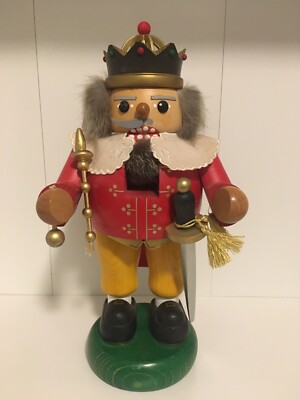 Erzgebirgische Volkskunst Seiffen Handarbeit German Chubby Wood Nutcracker King