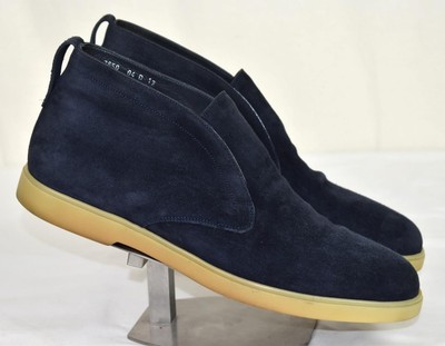 Xlent $850 SANTONI Blue Suede Plain Toe Desert BOOTS SHOES 12 D