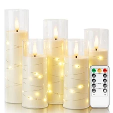 Homemory Ivory Flameless LED Candles with Remote Control & Timer Battery Oper...
